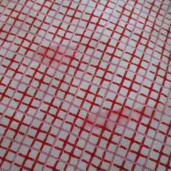 1960s cream & soft red checked scarf - Picture 6 of 6